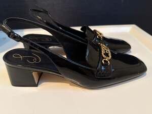 Sam Edelman Teana Black Patent Leather Slingback Loafer Pumps